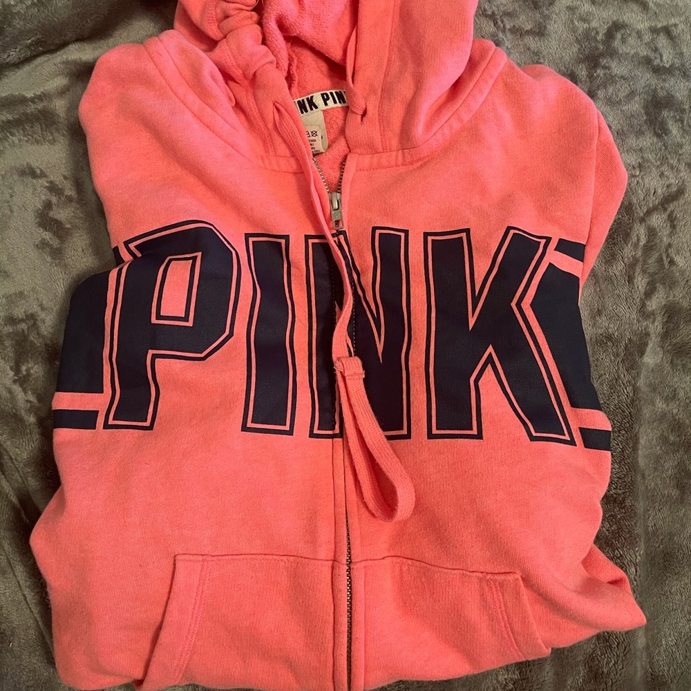 hot pink/navy victoria’s secret pink zip up